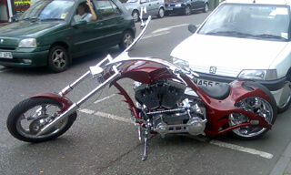 A custom motorcycle in the United Kingdom