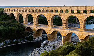 Pont du Gard, France, a Roman era aqueduct circa 19 BC