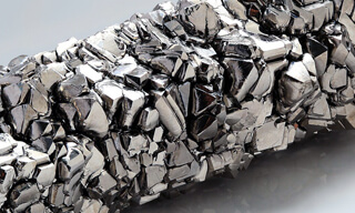 A titanium crystal bar, high purity 99,995 %, made by the iodide process at URALREDMET in the Soviet era