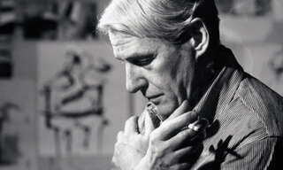 Portrait of Willem de Kooning, action painting painter in his studio