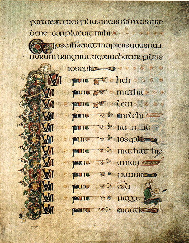 Luke's genealogy of Jesus, from the Book of Kells